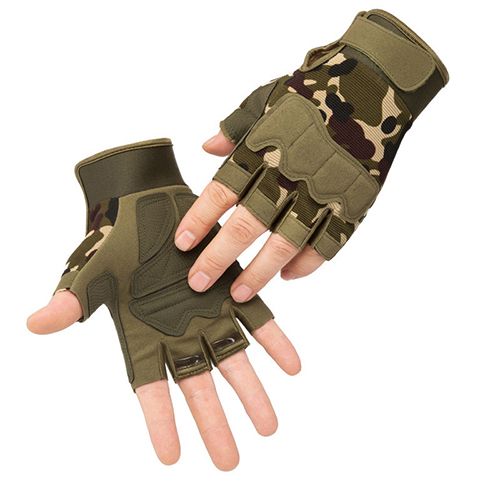 Fingerless Tactical Gloves, Knuckle Protective Breathable Lightweight Outdoor Military Gloves for Shooting, Hunting, Motorcycling, Climbing