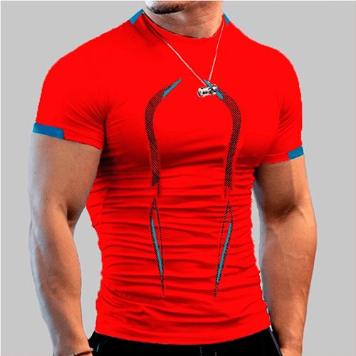 Workout Shirts for Men Stripe T-Shirt Short Sleeve Fitness Crew Neck T Shirt Quick Dry Running Gym Athletic T Shirts