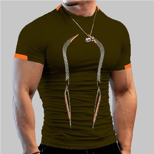 Workout Shirts for Men Stripe T-Shirt Short Sleeve Fitness Crew Neck T Shirt Quick Dry Running Gym Athletic T Shirts
