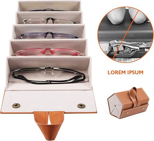 Sunglasses Travel Case,Portable Multiple Glasses box Foldable Eyeglasses Case，Suitable for men, women and girls who carry multiple pairs of glasses(Brown/Black)