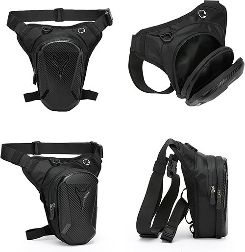 Motorcycle Leg Bag, Thigh Bag, Motorcycle Cycling Drop Leg Bag, with Headphone Jack, Waterproof Multi-Function Leg Fanny Pack for Men Women Cycling Running Traveling and Fishing