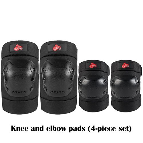 Protective Gear for Adults, Knee Pads Elbow , Hardshell, EVA Foam, PE Knee Cap, Pre Shaped, Horseshoe, Open Back, Tear Resistant Nylon,  Black