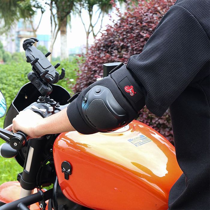 Protective Gear for Adults, Knee Pads Elbow , Hardshell, EVA Foam, PE Knee Cap, Pre Shaped, Horseshoe, Open Back, Tear Resistant Nylon,  Black