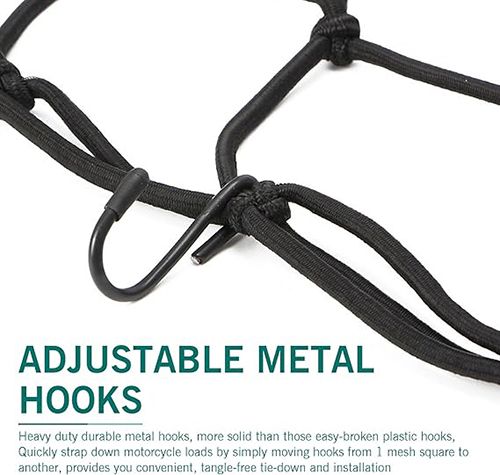 Cargo Net Helmet Storage Mesh Adjustable Motorcycle Tie Down,Motorcycle Cargo Net, Net with Hooks,Heavy Duty Cargo Net,Thicken Gear Helmet Luggage Netting