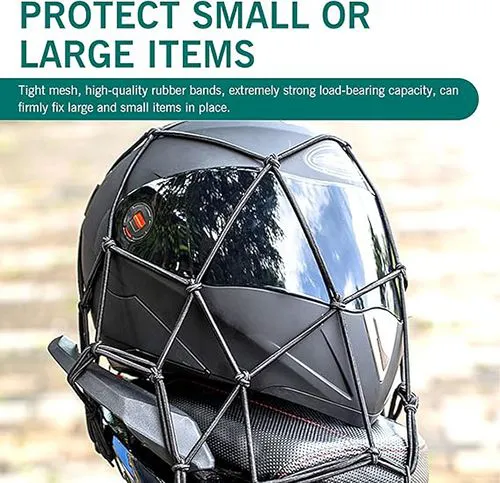 Cargo Net Helmet Storage Mesh Adjustable Motorcycle Tie Down,Motorcycle Cargo Net, Net with Hooks,Heavy Duty Cargo Net,Thicken Gear Helmet Luggage Netting