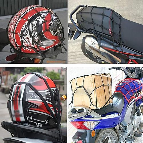 Cargo Net Helmet Storage Mesh Adjustable Motorcycle Tie Down,Motorcycle Cargo Net, Net with Hooks,Heavy Duty Cargo Net,Thicken Gear Helmet Luggage Netting