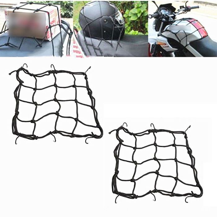 Cargo Net Helmet Storage Mesh Adjustable Motorcycle Tie Down,Motorcycle Cargo Net, Net with Hooks,Heavy Duty Cargo Net,Thicken Gear Helmet Luggage Netting