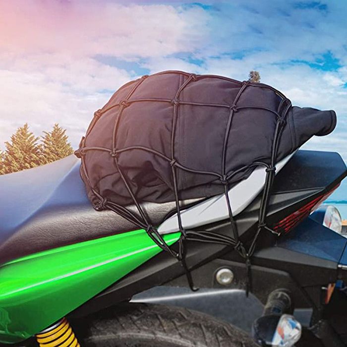 Cargo Net Helmet Storage Mesh Adjustable Motorcycle Tie Down,Motorcycle Cargo Net, Net with Hooks,Heavy Duty Cargo Net,Thicken Gear Helmet Luggage Netting