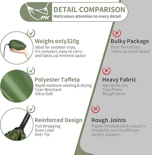 Quick-Open Ultra-Light Portable Camping Hammock 140cm*210cm, Breathable Polyester, Integrated Storage, 200KG Load, Anti-Rollover Large Space, Outdoor Travel Hammock, 4 Colors Available