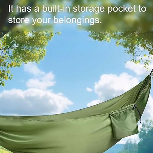 Quick-Open Ultra-Light Portable Camping Hammock 140cm*210cm, Breathable Polyester, Integrated Storage, 200KG Load, Anti-Rollover Large Space, Outdoor Travel Hammock, 4 Colors Available