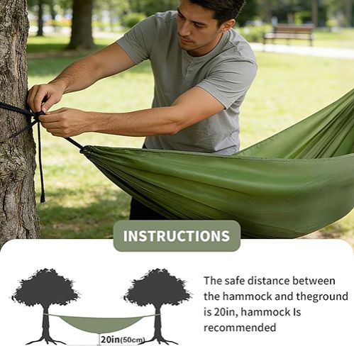 Quick-Open Ultra-Light Portable Camping Hammock 140cm*210cm, Breathable Polyester, Integrated Storage, 200KG Load, Anti-Rollover Large Space, Outdoor Travel Hammock, 4 Colors Available