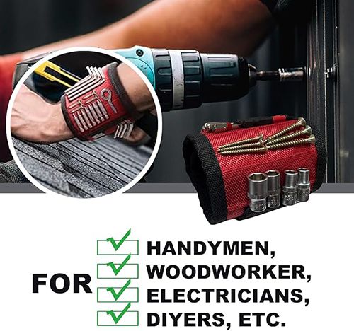 Magnetic wristband, magnetic screw holder for wrist, made of ballistic nylon, with  lightweight strong magnets for holding tools, screws, nails and drill bits, great tool gift for men