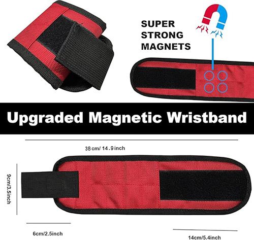 Magnetic wristband, magnetic screw holder for wrist, made of ballistic nylon, with  lightweight strong magnets for holding tools, screws, nails and drill bits, great tool gift for men