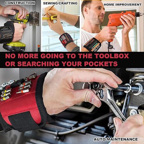 Magnetic wristband, magnetic screw holder for wrist, made of ballistic nylon, with  lightweight strong magnets for holding tools, screws, nails and drill bits, great tool gift for men
