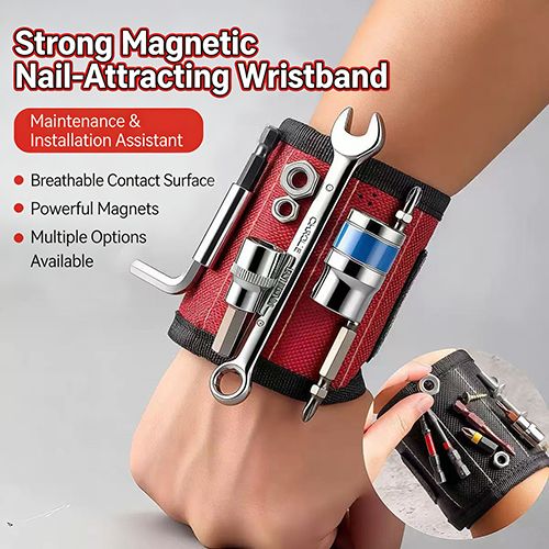 Magnetic wristband, magnetic screw holder for wrist, made of ballistic nylon, with  lightweight strong magnets for holding tools, screws, nails and drill bits, great tool gift for men