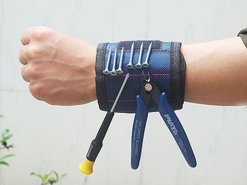 Magnetic wristband, magnetic screw holder for wrist, made of ballistic nylon, with  lightweight strong magnets for holding tools, screws, nails and drill bits, great tool gift for men