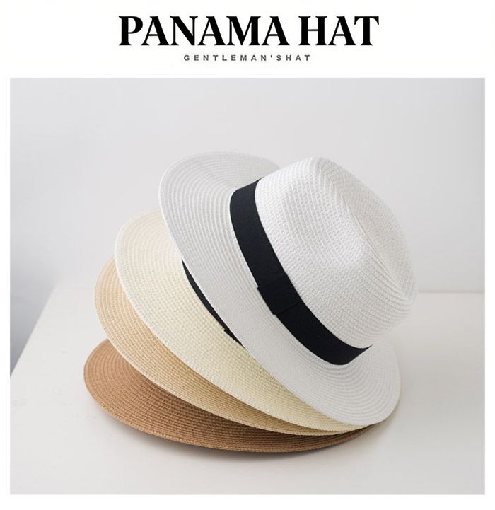 Women Wide Brim Straw Panama Roll up Hat Fedora Beach Sun Hat UPF50+ Foldable