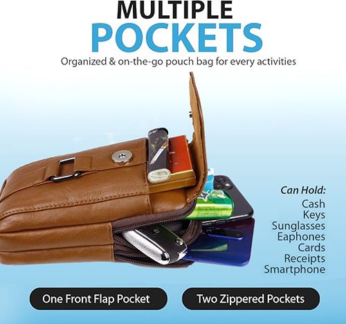 Crossbody Bags for Man, Mini Waist Packs mobile phone wallet.Leather Vertical Men Cell Phone Holster Wallet Case with Belt Clip Travel Messenger Bag Waist Pouch Crossbody Purse Fit