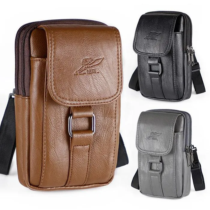 Crossbody Bags for Man, Mini Waist Packs mobile phone wallet.Leather Vertical Men Cell Phone Holster Wallet Case with Belt Clip Travel Messenger Bag Waist Pouch Crossbody Purse Fit