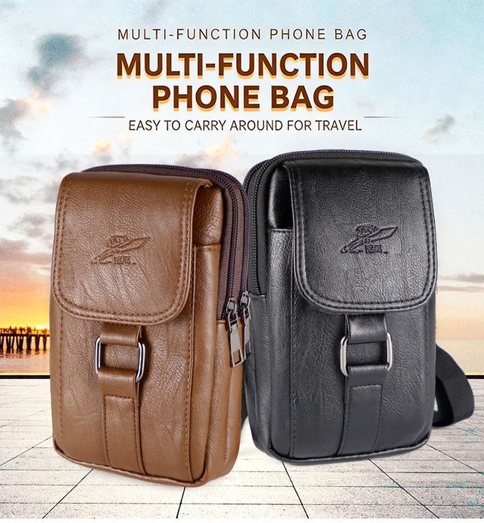 Crossbody Bags for Man, Mini Waist Packs mobile phone wallet.Leather Vertical Men Cell Phone Holster Wallet Case with Belt Clip Travel Messenger Bag Waist Pouch Crossbody Purse Fit