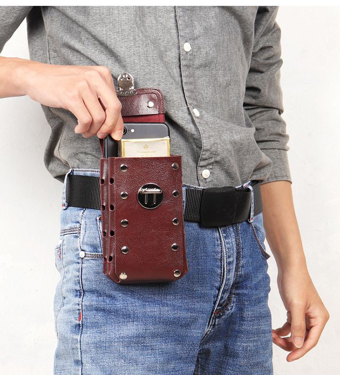 Mobile phone bag, men's multifunctional, can be worn through belt waist bag, outdoor,horizontal  Mini Waist Packs mobile phone wallet.Leather Vertical Men Cell Phone Holster Wallet.