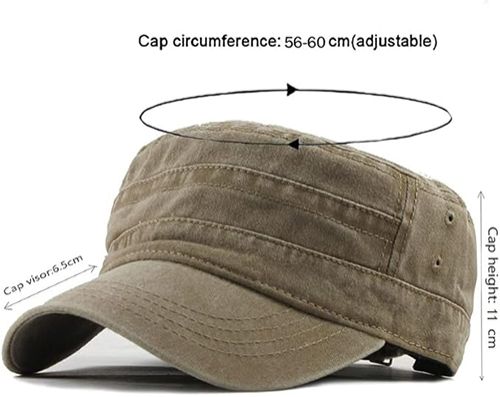 Military Cap Vintage Army Caps Washed Cotton Flat Top Cap Outdoor Sunhat