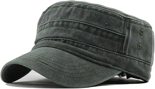 Military Cap Vintage Army Caps Washed Cotton Flat Top Cap Outdoor Sunhat