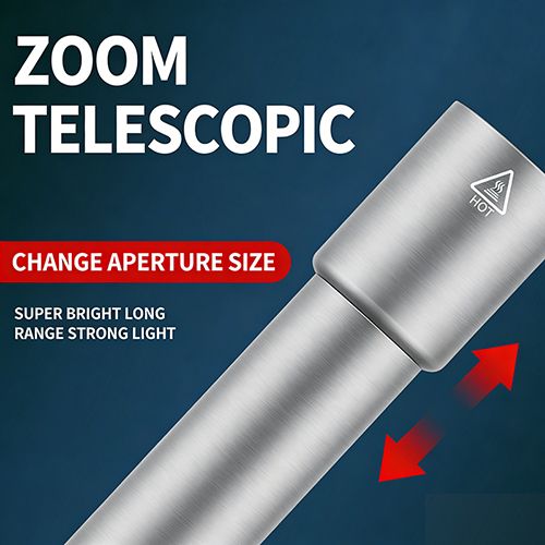 Mini USB Rechargeable Flashlight: Stainless Steel Body, Zoomable Focus, 3-Level Brightness, Water Resistant – Ideal for Camping, Hiking, Night Walking, Cycling & Emergency Use for Outdoor Enthusiasts