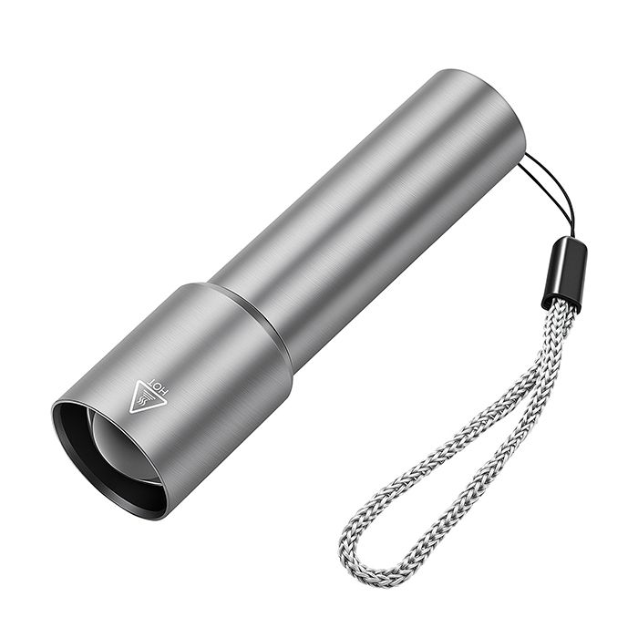 Mini USB Rechargeable Flashlight: Stainless Steel Body, Zoomable Focus, 3-Level Brightness, Water Resistant – Ideal for Camping, Hiking, Night Walking, Cycling & Emergency Use for Outdoor Enthusiasts