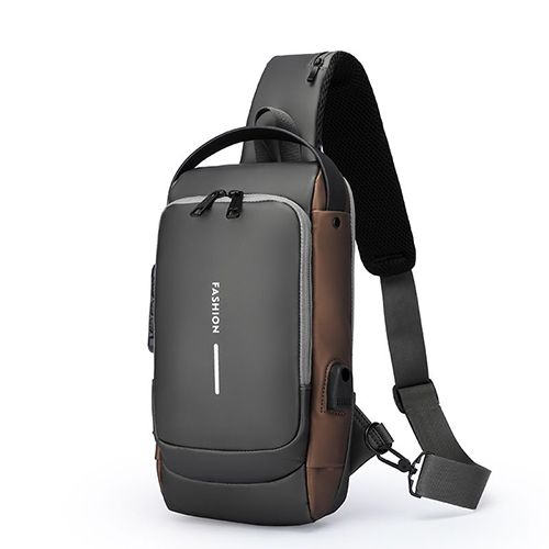 Men's Sling Backpack with USB Charging Port & Anti-Theft Lock: Waterproof Nano Fabric, Reflective Strap – Ideal for Commuting, Travel, Work & Outdoor Activities for Modern Men