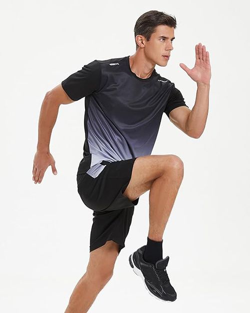 Men's Ice Silk Gradient Sports Set: Quick Dry, Breathable, Lightweight 2-Piece T-Shirt & Shorts – Ideal for Running, Basketball, Gym, Fitness & Outdoor Activities for Active Men