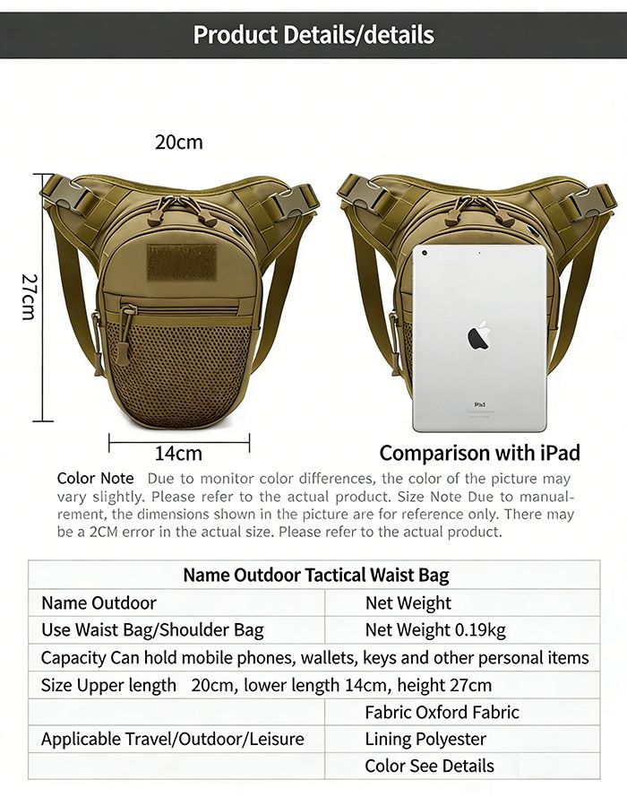 Oxford Drop Leg Bag For Men Hip Bum Belt Fanny Pack Waist Travel Riding Motorcycle Crossbody Shoulder Bags drop leg bag