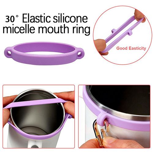 8pcs Accessories Set 2 Spill Proof Stopper ，1 straw cover, 1 heart-shaped gold patch, 1 silicone rope, 1 silicone ring, and 1 baseand 1 Flower Charm Chain for Stanley Cup