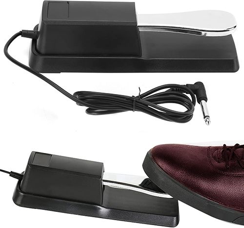 Sustain Pedal for Keyboard, Piano Pedal Keyboard Foot Damper Pedal with Polarity Switch, 1/4″(6.5mm) Input Plug, for Electronic Keyboards, MIDI Synthesizer, Digital Pianos