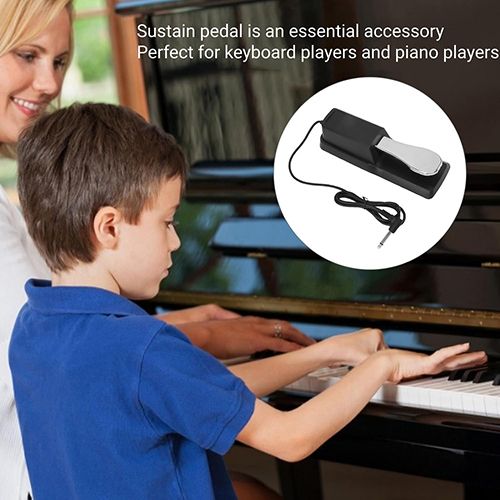 Sustain Pedal for Keyboard, Piano Pedal Keyboard Foot Damper Pedal with Polarity Switch, 1/4″(6.5mm) Input Plug, for Electronic Keyboards, MIDI Synthesizer, Digital Pianos