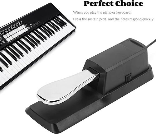 Sustain Pedal for Keyboard, Piano Pedal Keyboard Foot Damper Pedal with Polarity Switch, 1/4″(6.5mm) Input Plug, for Electronic Keyboards, MIDI Synthesizer, Digital Pianos