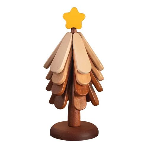 Wooden Tree Trivet Set, Foldable 3/4/5 Pcs Non-Slip Heat Resistant Trivets with Christmas Stand, Handcrafted Eco-Friendly Trivets for Hot Dishes Pots Bowls Teapots, Hot Pads Kitchen Decor