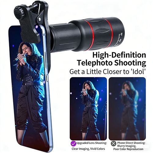 18/28/36/64X Telephoto Lens Kit for iPhone and Android Cell Phones, Long Focus Telephoto Phone Lens with Universal Clip, Suitable for Outdoor Picture Video Taking
