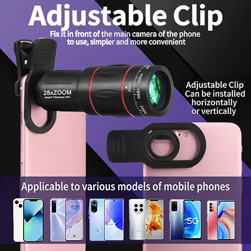 18/28/36/64X Telephoto Lens Kit for iPhone and Android Cell Phones, Long Focus Telephoto Phone Lens with Universal Clip, Suitable for Outdoor Picture Video Taking