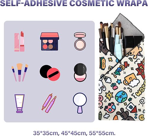 Self-Adhesive Magic Cloth Makeup Bag, Portable Protective  Pouch, Camera Lens Wrap, Stylish Travel Organizer for Beauty Essentials, Travel, Gifts & Daily Use  storage bag