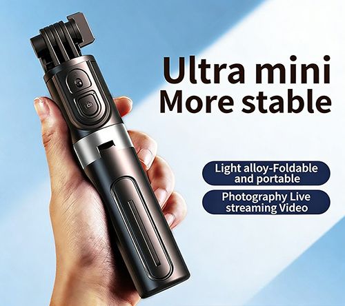Portable Selfie Stick with Detachable Remote, Extendable 360° Rotation Phone Tripod Stand,  Mini Travel Tripod Stand for Cell Phone Filming Compatible with iPhone Samsung Android Smartphone Gopro
