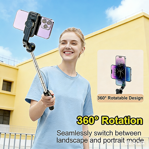 Portable Selfie Stick with Detachable Remote, Extendable 360° Rotation Phone Tripod Stand,  Mini Travel Tripod Stand for Cell Phone Filming Compatible with iPhone Samsung Android Smartphone Gopro