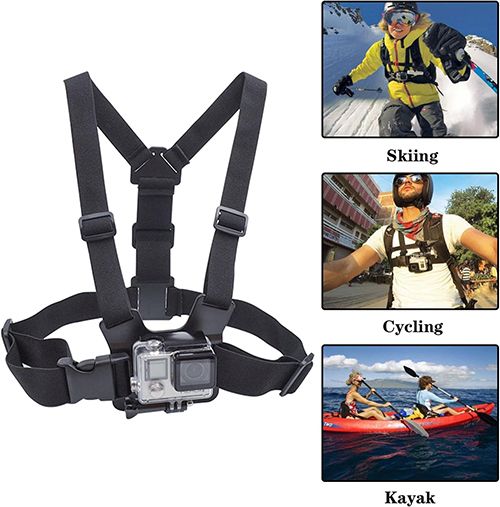 Adjustable Mobile Phone Chest Strap Harness Mount, Black, Compatible with iPhone, GoPro Hero, DJI Osmo Action Cameras（6-piece set）
