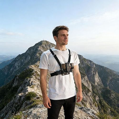 Adjustable Mobile Phone Chest Strap Harness Mount, Black, Compatible with iPhone, GoPro Hero, DJI Osmo Action Cameras（6-piece set）