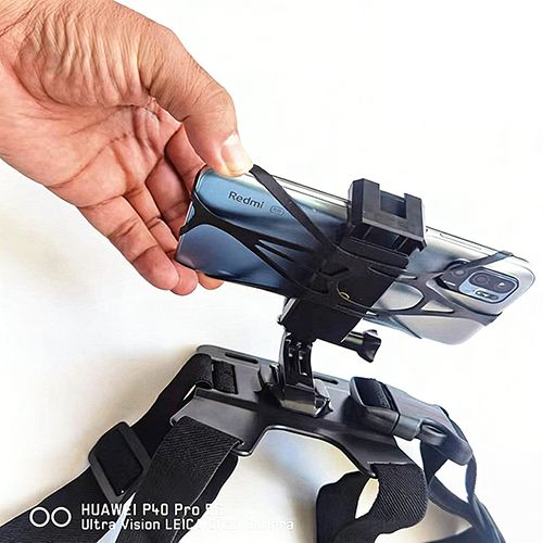 Adjustable Mobile Phone Chest Strap Harness Mount, Black, Compatible with iPhone, GoPro Hero, DJI Osmo Action Cameras（6-piece set）