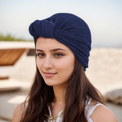 Women African Turban Hat Twist Pleated Head Wrap Boho Knot Pre-Tied Bonnet Beanie Cap Hair Loss Chemo Cap Jersey Head Scarf