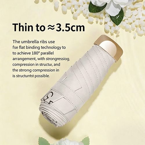 Mini Travel Sun Umbrella With Case - Small Compact UV Protection for Sun and Rain, Lightweight Windproof for Women Men Kids