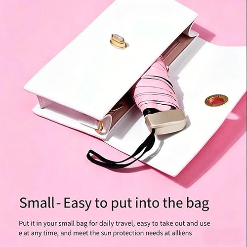 Mini Travel Sun Umbrella With Case - Small Compact UV Protection for Sun and Rain, Lightweight Windproof for Women Men Kids