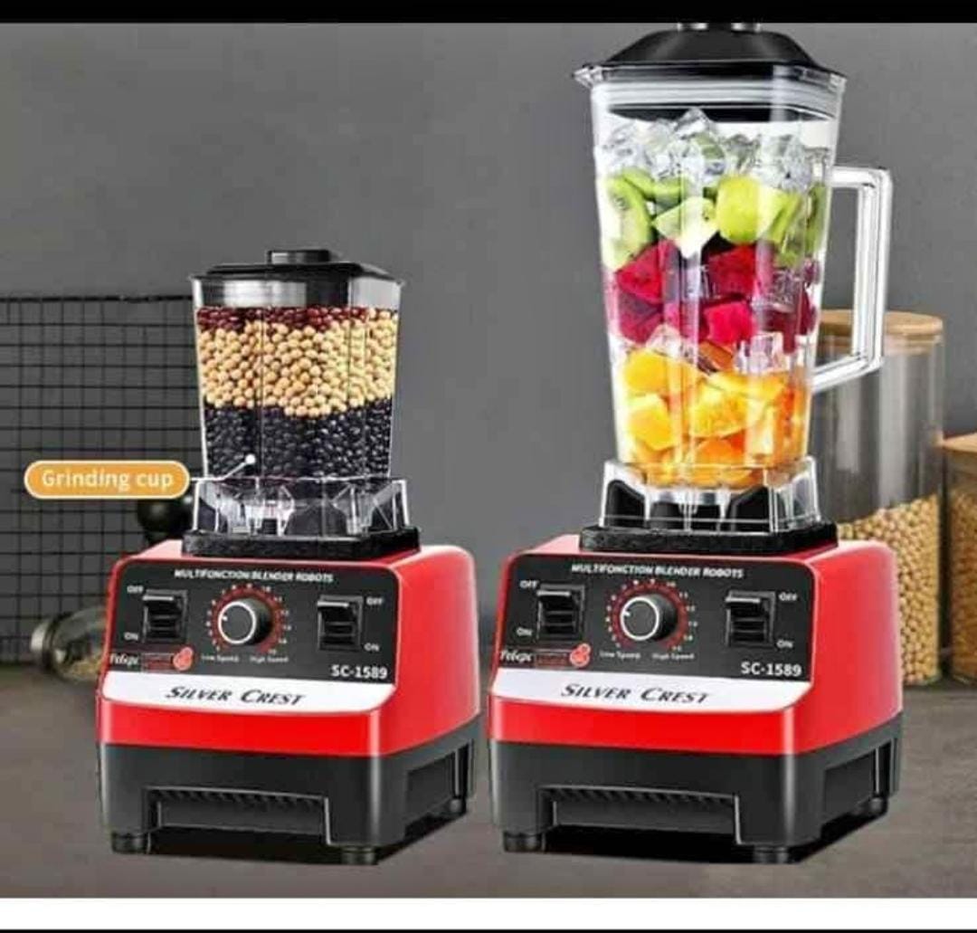 🔥 Silver Crest 2L Professional 2-in-1 Blender & Ice Crusher – Six Stainless Steel Blades, 2 Power Modes – Heavy Duty Smoothie Maker, Juicer, Grinder & Food Processor – 3000W High Performance