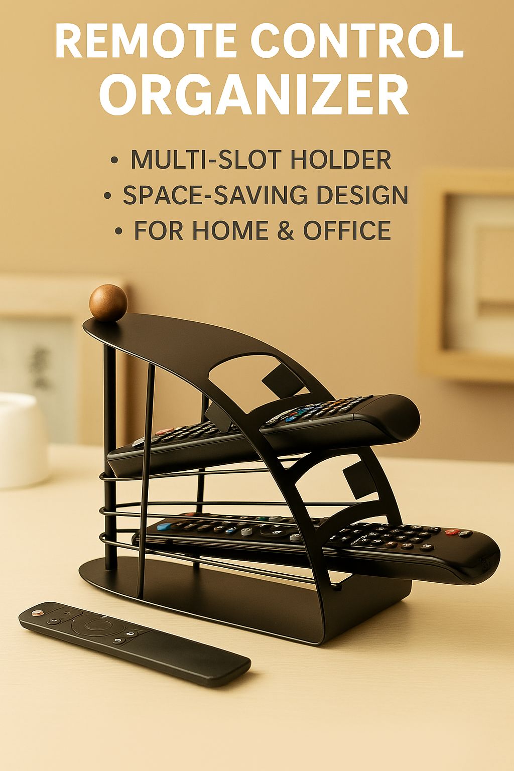 Remote Control Organizer – Multi-Slot Stand for TV, AC & Media Remotes – Space-Saving Holder with Modern Design for Home & Office